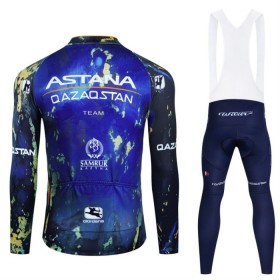 Completo Maglia ML + Pantaloncino con bretelle ML 2024 Astana Qazaqstan Blu